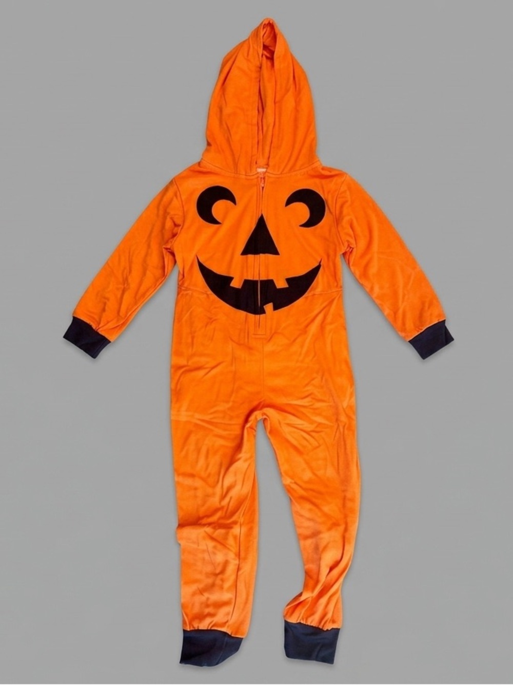 Kids Pumpkin Hoodie Onesie Costume - Orange Jack-O'-Lantern - Sz: 2T-3T